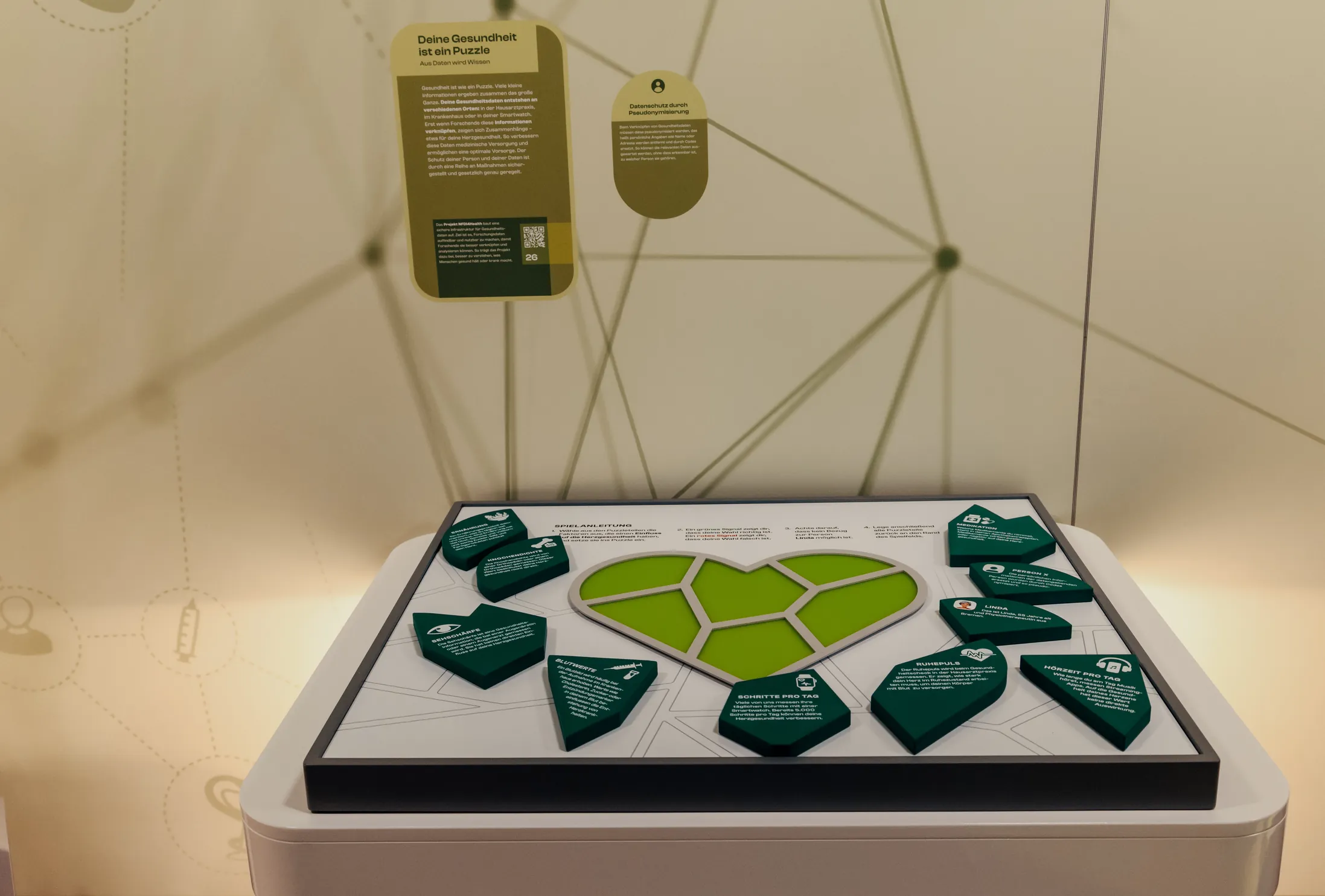 Gesamtansicht der Puzzle-Station zu Gesundheitsdaten auf der MS Wissenschaft